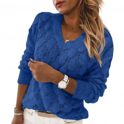 Oversize Hollow Out Feather Pattern Pullover