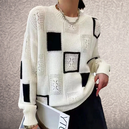 Vintage Geometric Patchwork Knitted Sweater