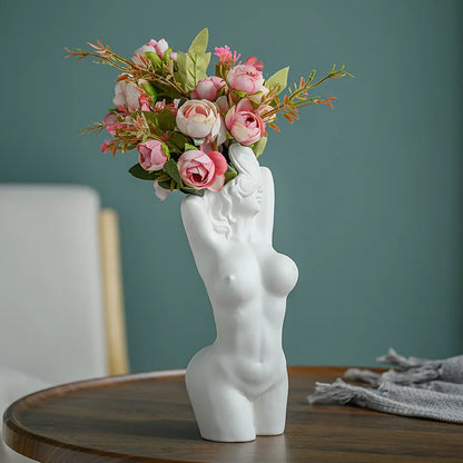 Modern Bohemian Female Torso Vase – Elegant Resin Decoration