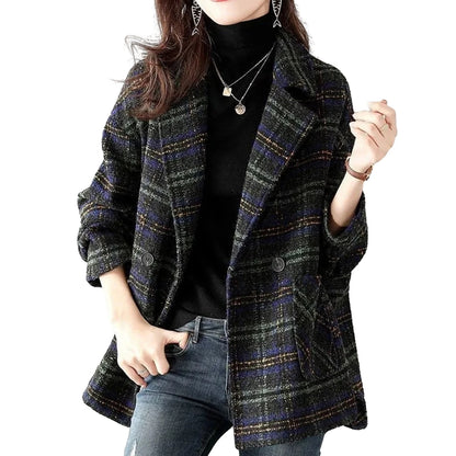 Women's Long Woolen Coat - Casual Style with Single Button