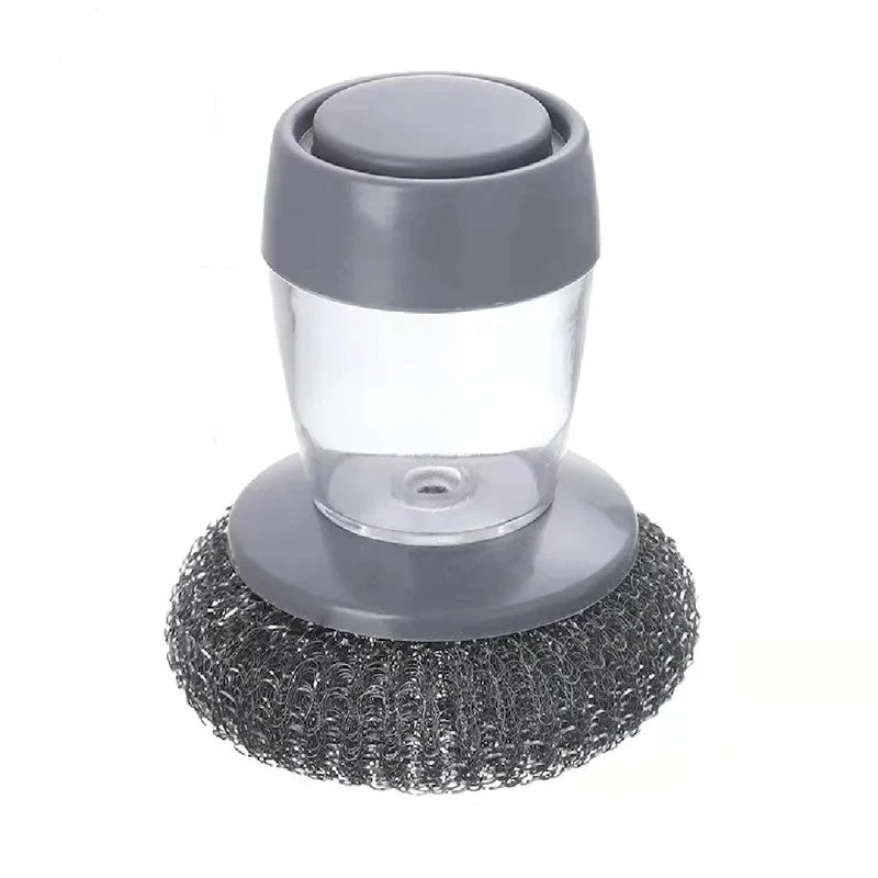 Steel Kitchen Brush with Built-in Soap Dispenser