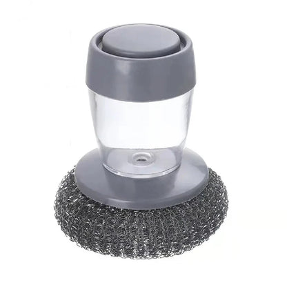 Steel Kitchen Brush with Built-in Soap Dispenser