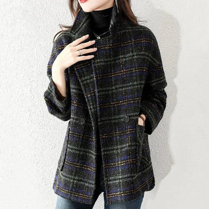 Women's Long Woolen Coat - Casual Style with Single Button