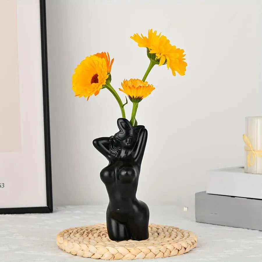 Modern Bohemian Female Torso Vase – Elegant Resin Decoration