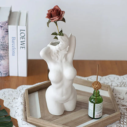 Modern Bohemian Female Torso Vase – Elegant Resin Decoration