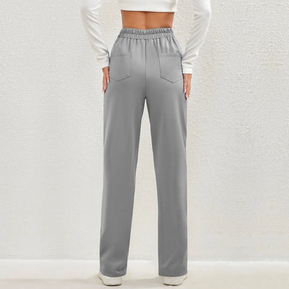 High Waist Button Elastic Pants