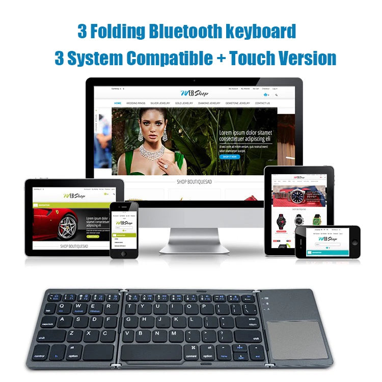 Foldable Bluetooth Keyboard with TouchPad - Emelay