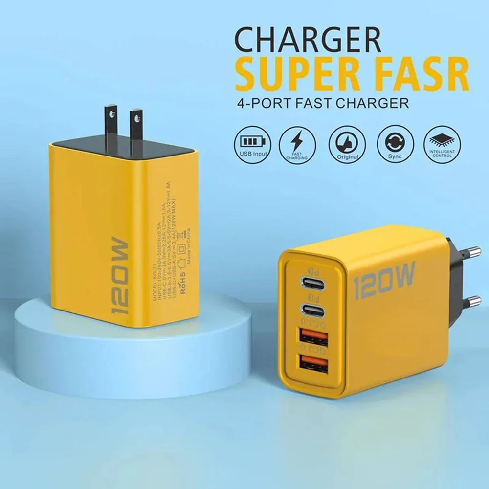 120W USB PD Fast Charger with 4 Ports - Emelay