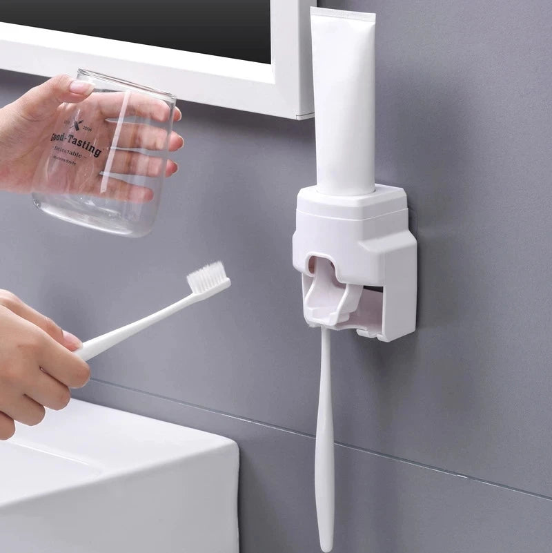 Automatic Toothpaste Dispenser & Toothbrush Holder